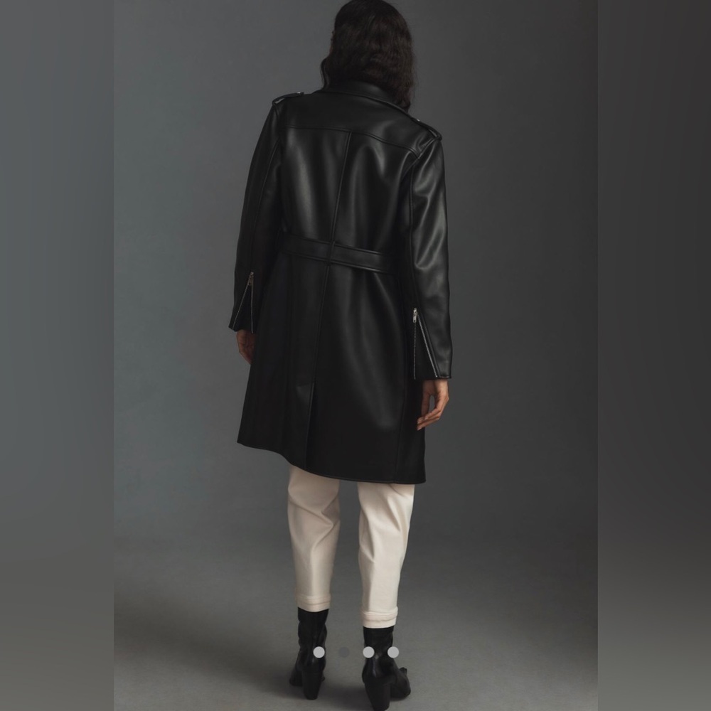 NWT M Mother Denim The Long Chopper Black Moto Trench Jacket - Picture 2 of 7